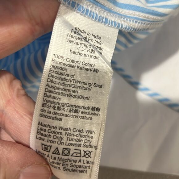 J. Crew blue and white Paloma top in stripe NWT smocked size large - Picture 11 of 12